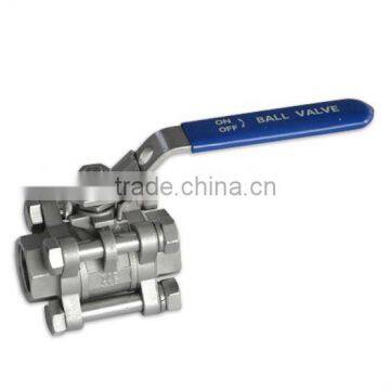 high quality 304 stainless steel screwed 3 pc ball valve