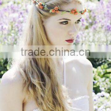 Handmade rose flowers summer holiday head wreath for wedding bridal headdress