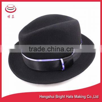 Mens Headwear Wool Felt Short Brim Fedora Hats