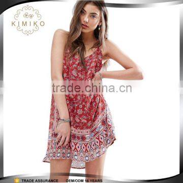 2016 China Wholesale Vintage Summer Latest Chiffon Swing Dress With Print In Latest Designs