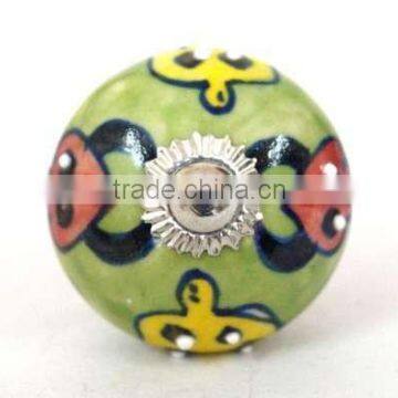 Ceramic Knobs/Cabinet Knobs/Drawer Knobs/Hand painted Knobs/Green Knob