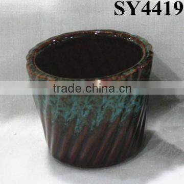 Round glazed ceramic glazed flower pot