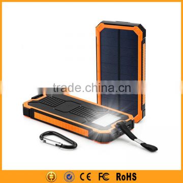 with carabiner sports 12000mah solar power bank charger