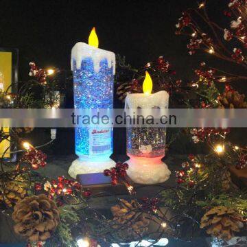 flameless battery operated led christmas light water glitter big candle light