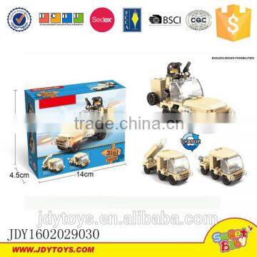 Toy Brick Military Toys Series Military Vehicle 3 in 1 Changeable Military Car