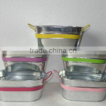 galvanized oval zinc flower bucket