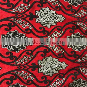 China wholesale upholstery home textile flock with metallic on velour velvet