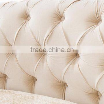 Tufted Beige Velvet Sectional Chesterfield Sofa Set Classic Italian Design AL043