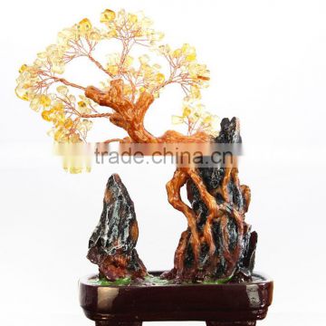 Newest style natural semi precious stone yellow quartz Fortune tree