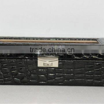 Dark crocodile scale skin appearance large Watch display box