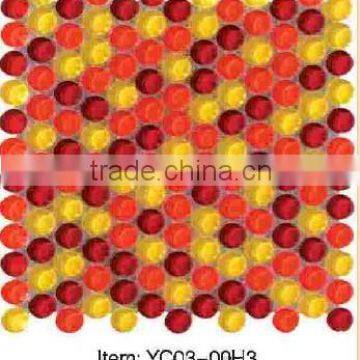 glass mosaic round shape mosaic red mixed yellow