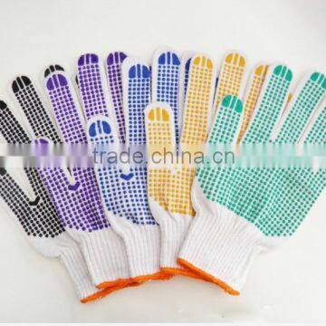 Colored cotton knitted PVC dot gloves