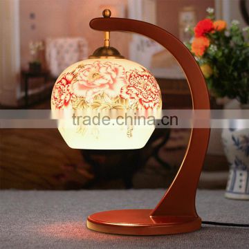 China porcelain decal pastel ball shade led desk table lamp