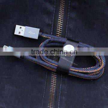 2016new leather jean demin micro usb data cable for iphone6s                        
                                                Quality Choice