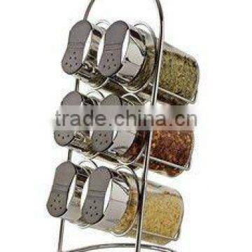 9PC GLASS SPICE JAR SET WITH RACK