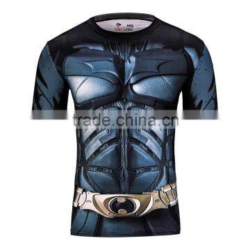 Avengers Captain America/Spiderman/Bat Man Justice Superhero Clothing Apparel Men's Sports Running Tights Slim 3D Printing Shirt photo-3