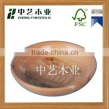 Eco-friendly Round Wood Feeding Bowl for noodles and rice decorative wooden bowl