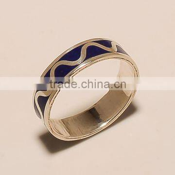 R0154-925 STERLING SILVER TRENDY FASHIONABLE APPEALING INLAY LAPIS RING 1.23