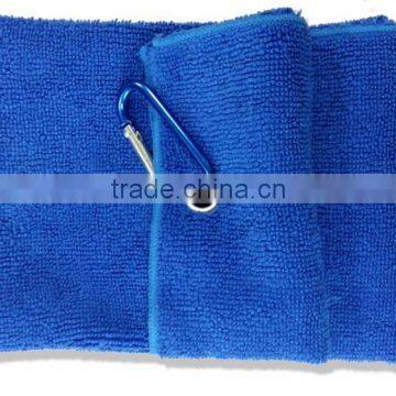 Ultra Absorbent and Fast Drying Tri-Fold Microfiber Golf Towel With Grommet and Clip photo-3