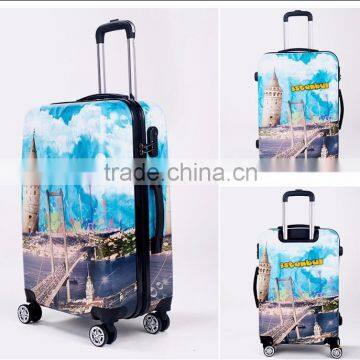 ABS PC Hard Shell 20 Inch Carry-on Suitcase Istanbul Printed Cabin Trolley Luggage