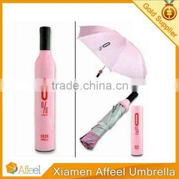 Outdoor Camping Fashion Red Wine Bottle Pink Rain Women Female umbrella