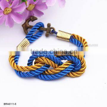 Handmade Braided Nylon Rope Bronzy Anchor Charm Bracelet For Wholesale photo-5