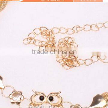 new ladies and women owl design all match ladylike diamante down-twist slender waist chain for decoration