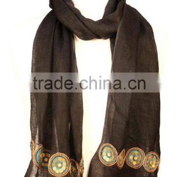 Black Embroidery linen scarves