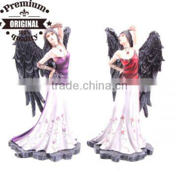 polyresin figurine dark angel standing with white dress