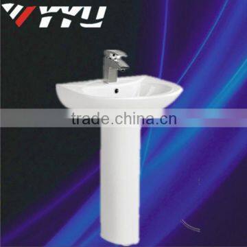 sanitary ware ceramic basin with pedestal single hole wash basin cheap bathroom basin P001