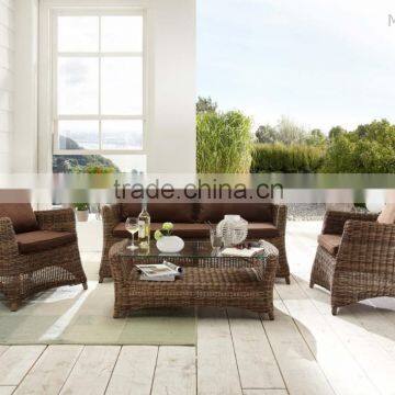 Hot Sale Wicker Rattan Garden Sofa Set Furniture (1.2mm alu frame powder coated,10cm thick cushion, waterproof fabric)