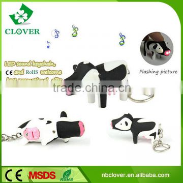 Cow design 2 led ABS material fashion led keychain flashlight torch