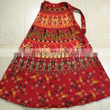 Indian hand block print long cotton summer skirts wrap on sarong long skirt