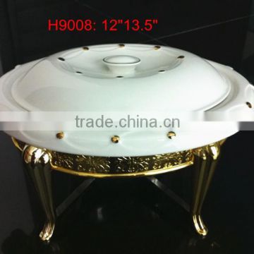 H9008 H9005 H9010 fine porcelain cooking pot with gold iron stand