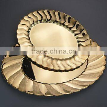 10x16"Disposable Gold Oval plate,Plastic Salad Plates