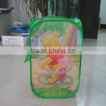 lovely cartoon printing fold laundry basket hamper