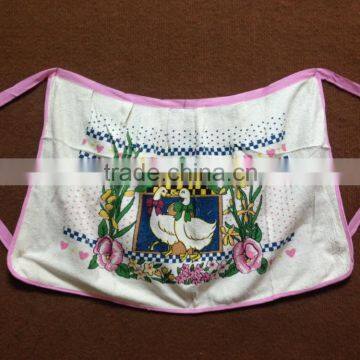 pink border terry cotton towel with pigment printing waist apron