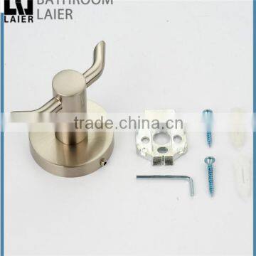 Simple Printing Lines Zinc Alloy Brush Nicked Bathroom Sanitary Items Wall Mounted Double Robe Hook photo-6