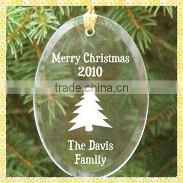 Wholesale Cheap Clear Engraved Glass Xmas Ornaments For Hanging Tree Decoration