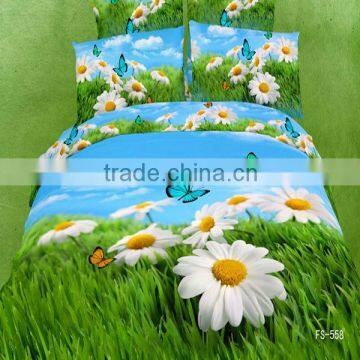 luxuary and 100% cotton 3d reactive printed flower design bedding sets