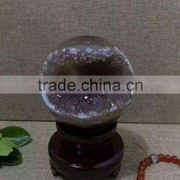 Lovely open smile stone amethyst laughing crystal geode ball