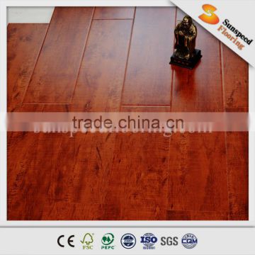 HDF laminated fooring pressed with v grooves wooden floor