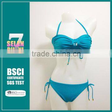 2015 young girls fashion design unlined bikini swimwear