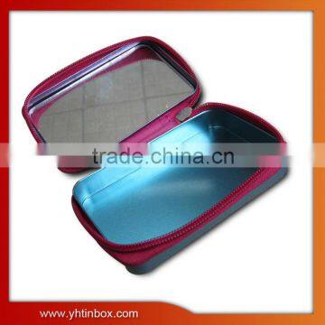 cosmetic tin box with zipper