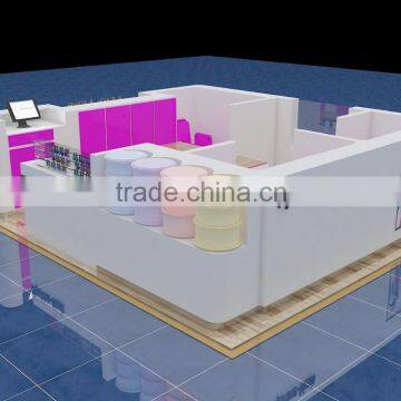 Latest design Benefit Cosmetics display , toys display showcase with wheels