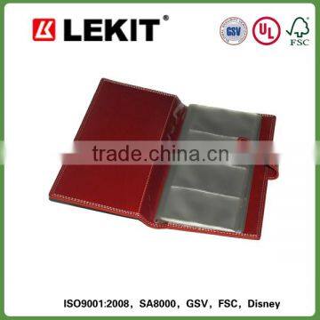 desktop business card holder PU with stitching edge and band closure