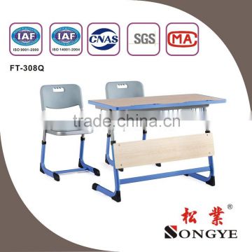 (Furniture)Adjutable double school deak and chair ,two seater student table and classroom chair,school furniture,