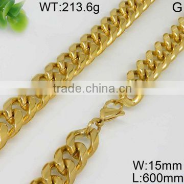 Powell stainless steel chain gold necklace for men