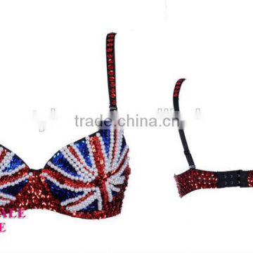 union jack logo sexy bra and party rock and roll dancing costume