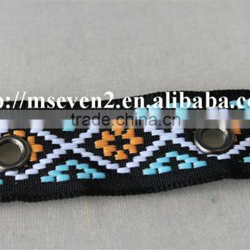 Good Looking Multicolor Embroidery Diamond Pattern Metal Eyelet Ribbon for Sale